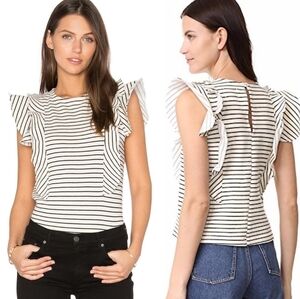 McGuire Noemie Ruffle Striped Sleeveless Tank Top